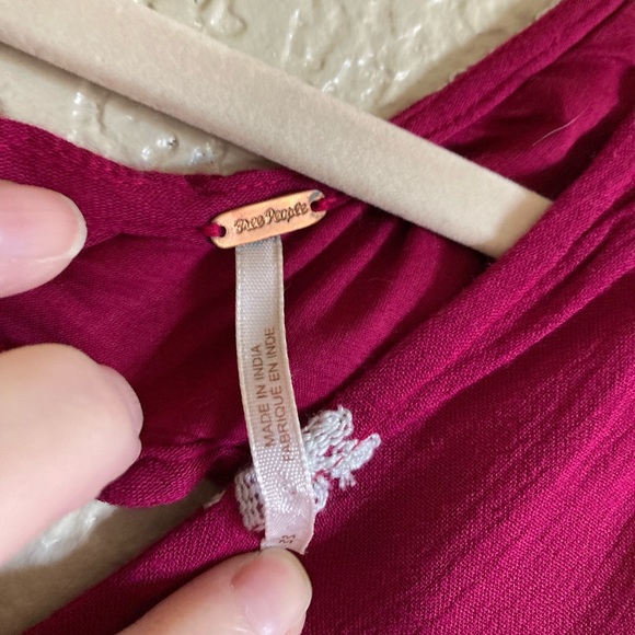 🎉Free People Austin Emma Maroon Embroidered Floral Long Sleeve Dress A180 - Picture 3 of 8